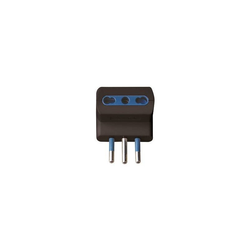 ADATTATORE SPINA 16A 2P+T 3 PRESE BIPASSO  10/16A IMQ NERO SFUSO