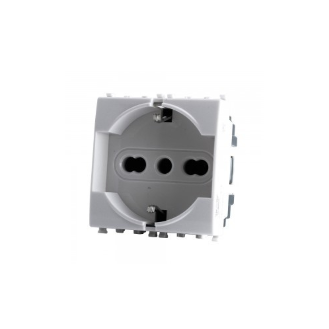 Presa Schuko bivalete 614b 10/16A 250V compatibile con la serie Vimar Plana