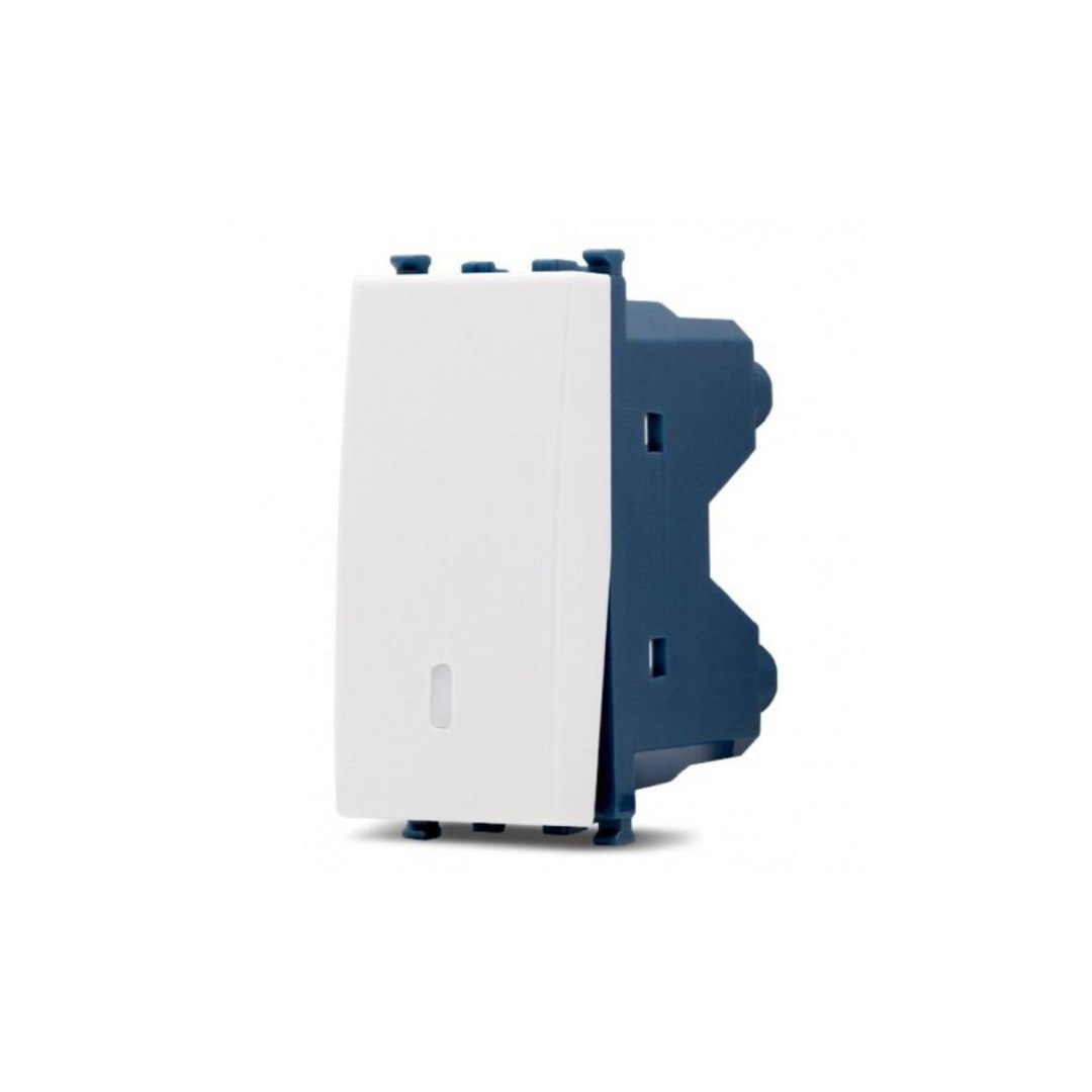 Pulsante unipolare bianco con spia  Mapam Sun compatibile Vimar Arké 965b
