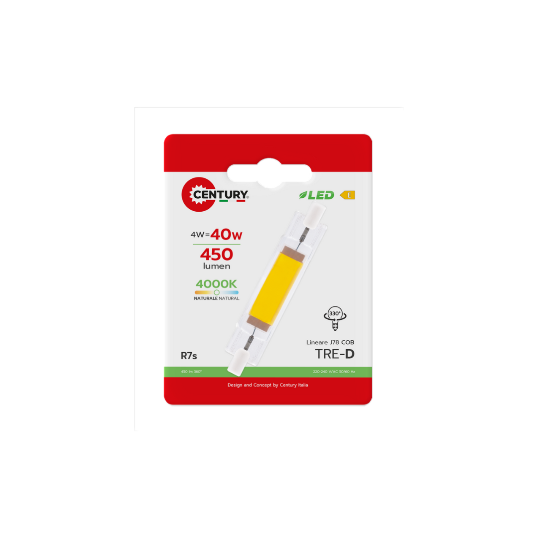 LAMP. LED TRE-D COB 4W - R7S - 4000K - 450 Lm blister