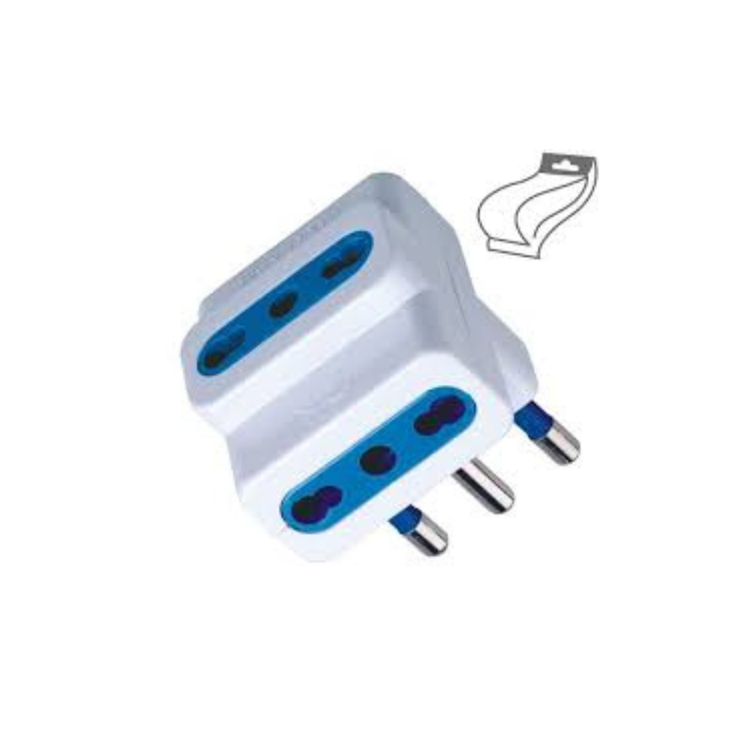 ADATTATORE SPINA 16A 2P+T 3 PRESE BIPASSO 10/16A IMQ BIANCO