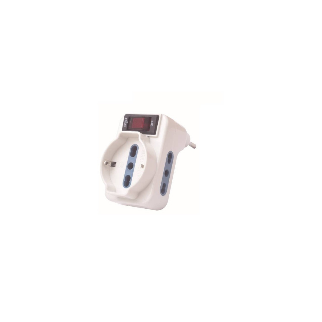 ADATTATORE PROT SOVRAC SP 10A2P+T 1PR UNIV 2PR BIP10/16A SALVASPZ BIANCA