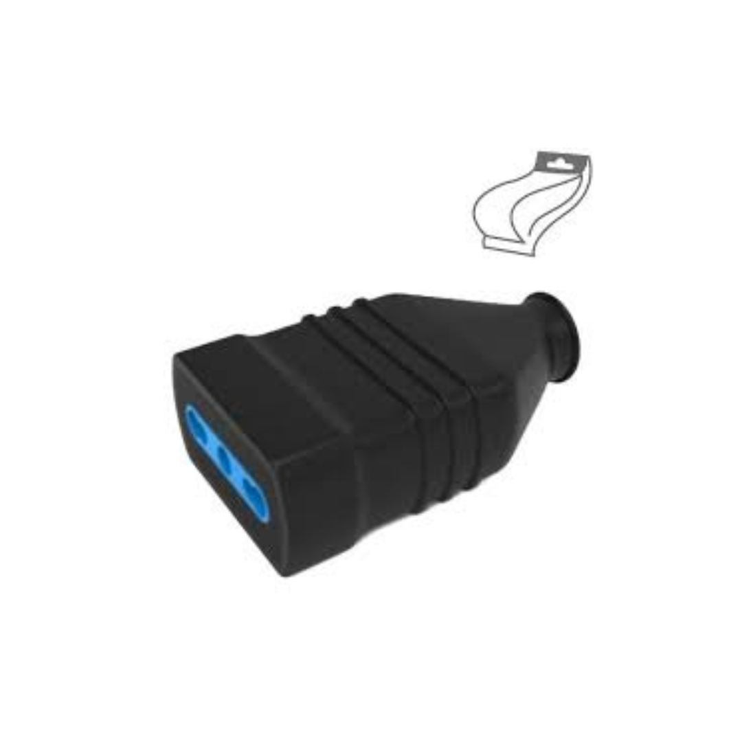 PRESA ANTISCHIACCIAMENTO 10/16A 2P+T IN PVC NERA