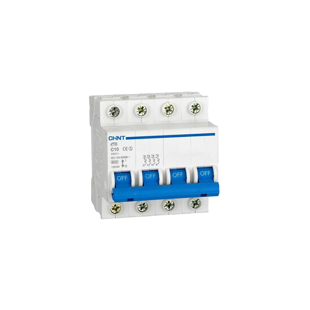interruttore magnetotermico 4p 10a 4,5ka curva c chint 186537