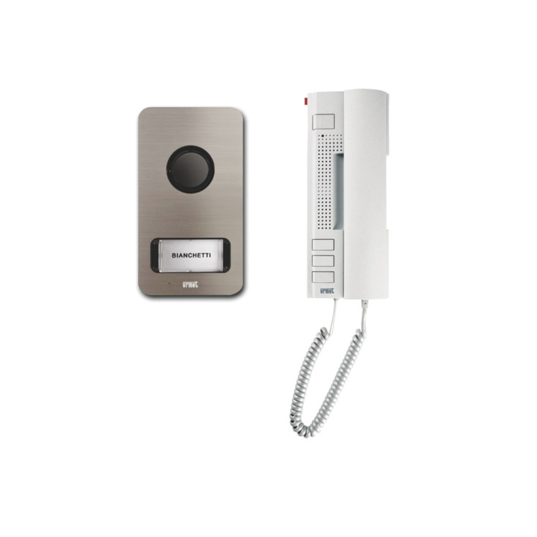 Kit monofamiliare audio con pulsantiera Mikra e citofono Utopia, sistema 2 fili 1122/31 Urmet