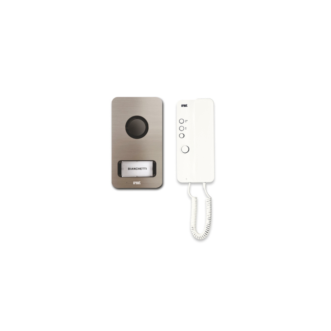 Kit mono-bifamiliare audio con pulsantiera Mikra e citofono Mìro, sistema 5 fili