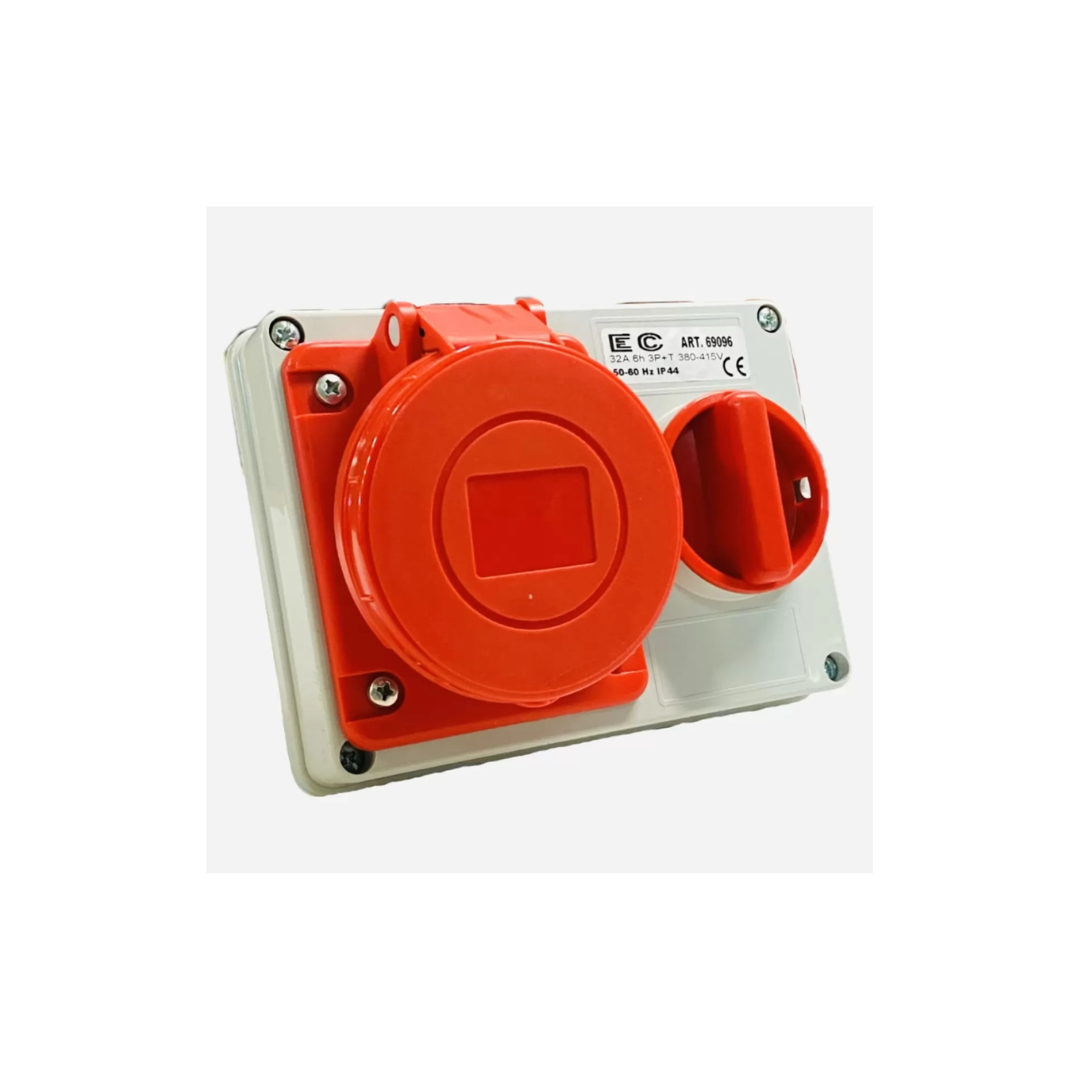 Presa interbloccata orizzontale 3P+N+T con fondo tipo EN 60309 380V In 32A IP44