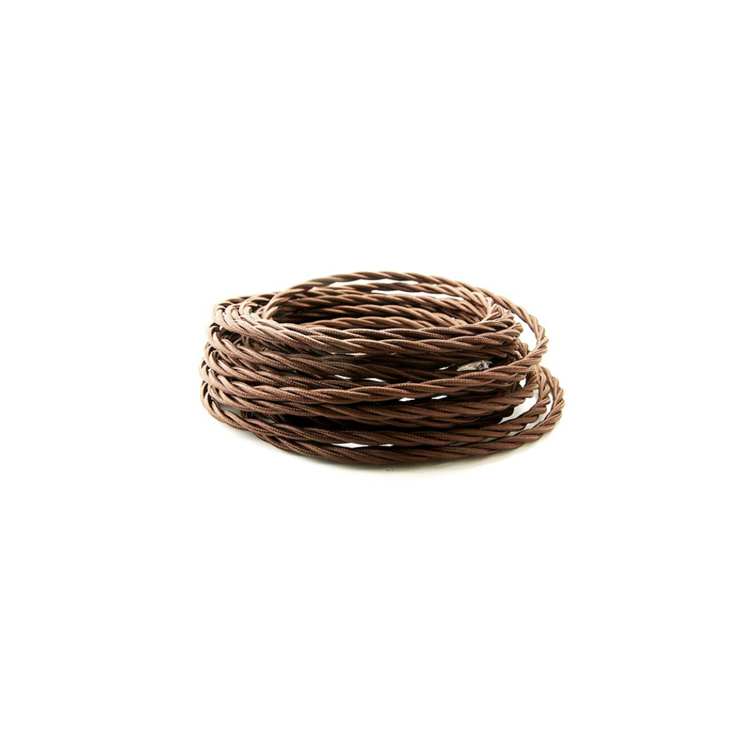 Cavo in pvc sotto treccia tessile seta 2x0.75 Marrone  MT
