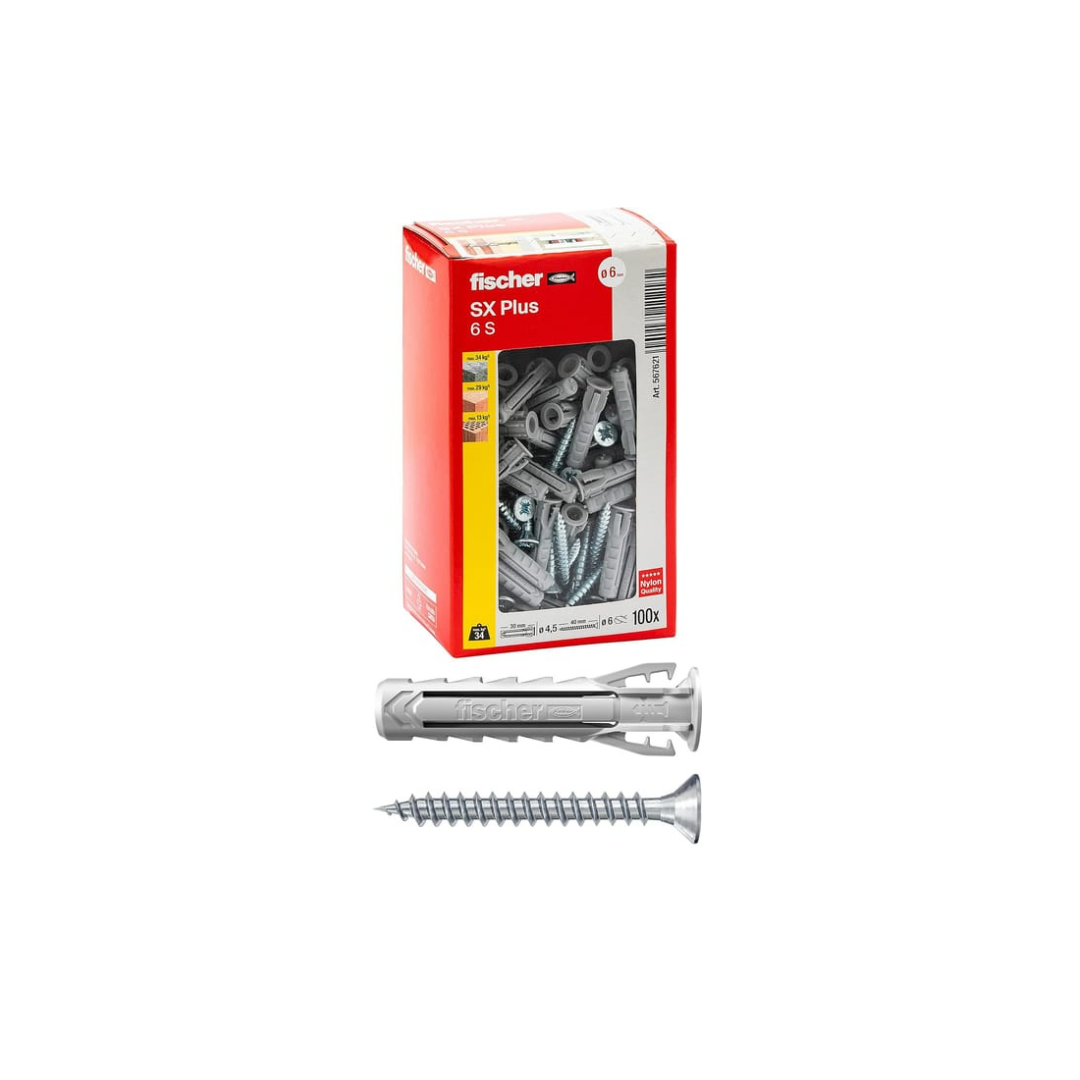 FISCHER SX Plus 6x30 S Tassello/Vite in nylon Ø 6 mm 100 pezzi