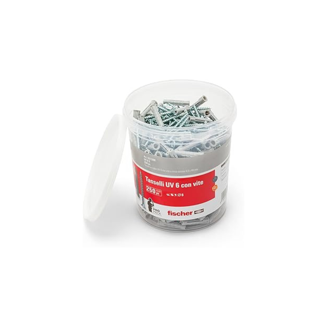 TASSELLO NYLON 'UV6 S' 6X30 PZ 250 +250 VITI 4,5X40 - 'FISCHER' 531386