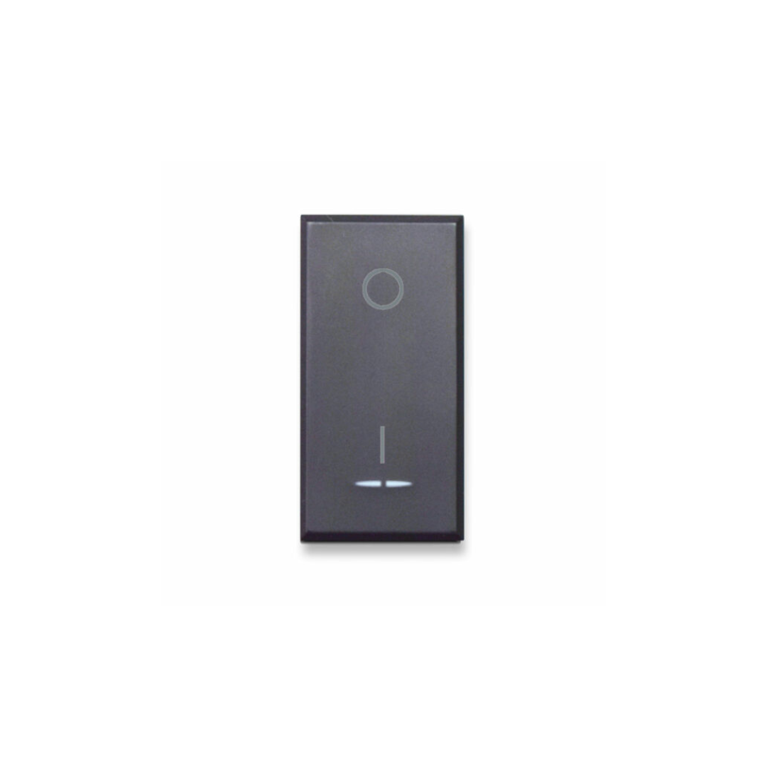 Interruttore bipolare AVE con gemma, Tekla S44, colore grigio 2P 16AX illuminabile - finitura opaca 445010