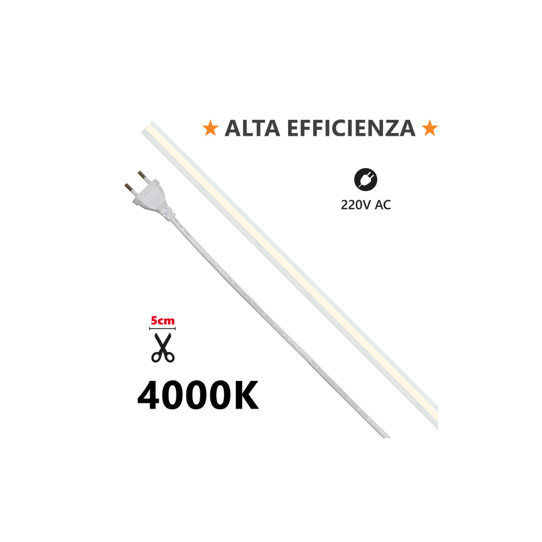 Alta Efficienza MILKY 5m 4000K 230V 1150lm/m