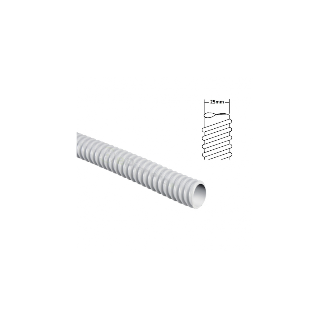 Guaina Spiralata Flessibile in PVC Grigia 25mm  MT
