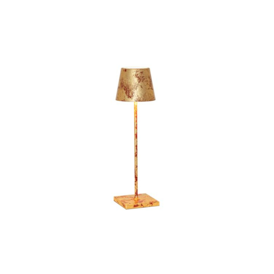 Poldina lampada da tavolo rosso-foglia oro craquelé LD0340FFO