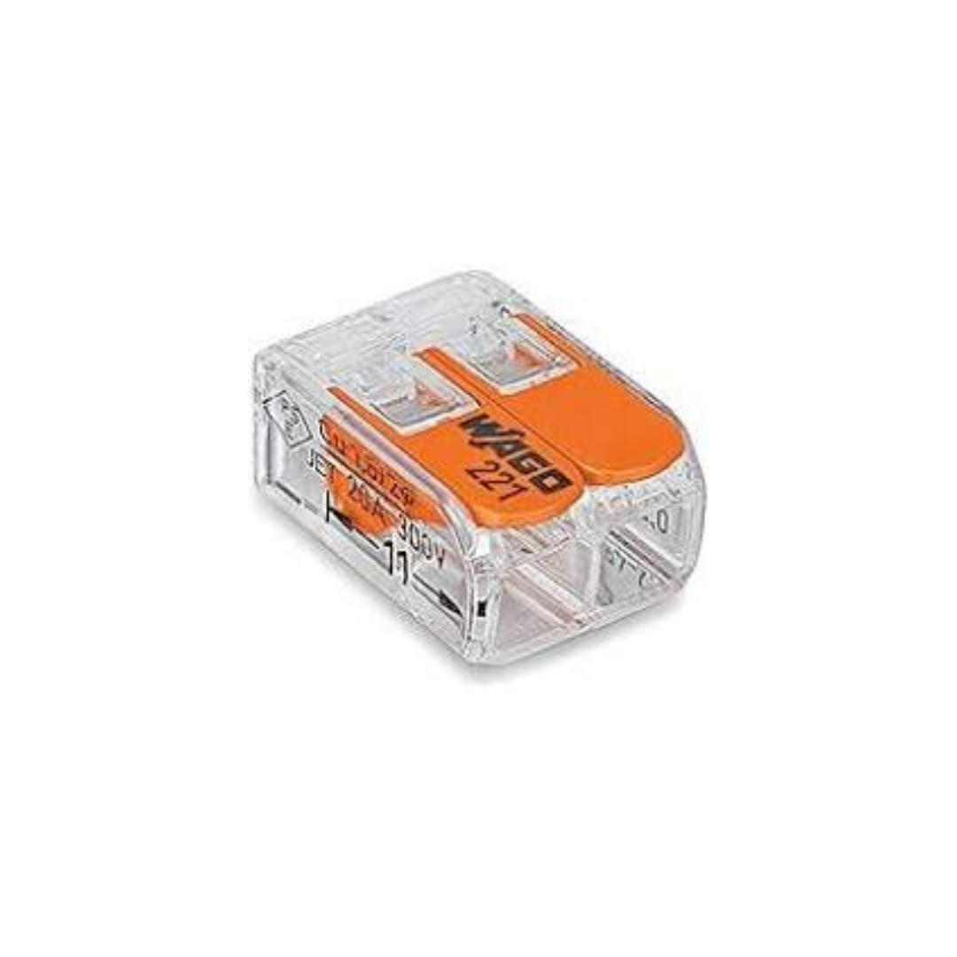 WAGO 221-412 – Morsetto a 2 poli con leva, 32A, 450V – Connettore rapido universale