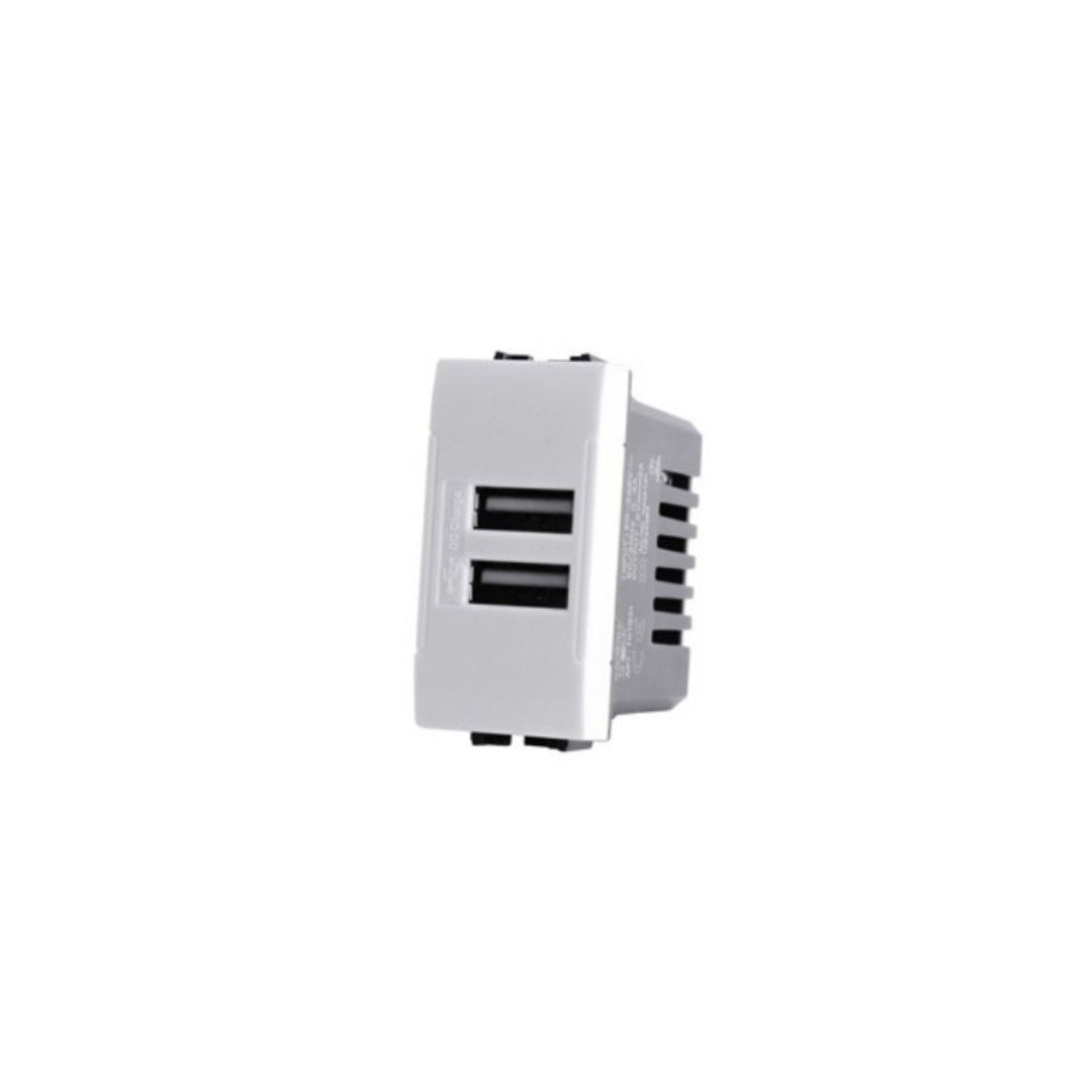 Doppia Presa USB 2A T1-Art Bianco MAPAM 821B – Compatibile Bticino Living Light
