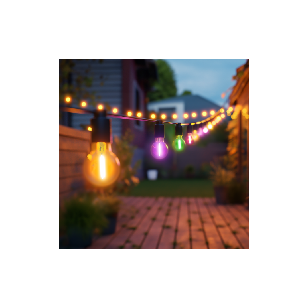 Filo Luci LED Esterno Century Nero Multicolore | Catena Luminosa IP44 FSTACO-062722