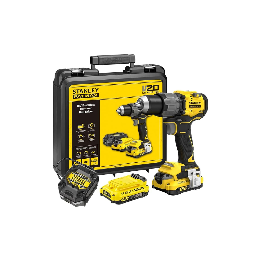 Stanley FatMax V20 18V – Trapano/Avvitatore a Batteria SFMCD700C2K‑QW con 2 Batterie e Valigetta