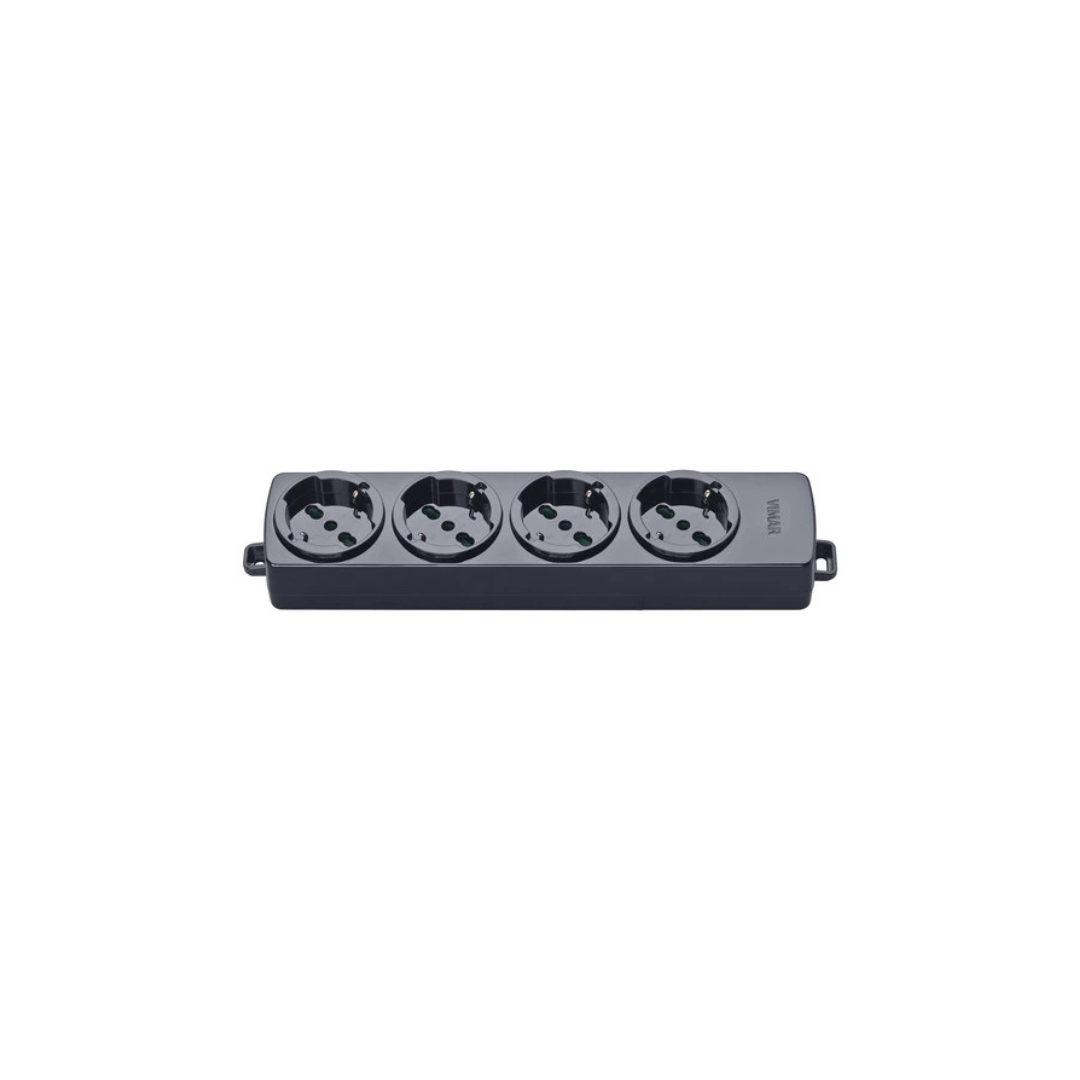 Presa Multipla 4 Universale Nero Senza Cavo Vimar 01291.NC - Adatta per Tutti i Dispositivi