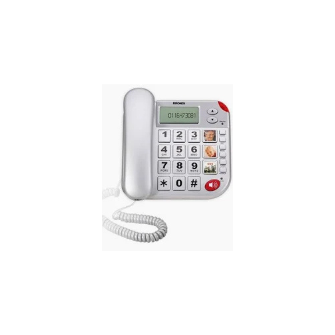 Brondi SUPERBRAV+ Telefono da Tavolo Senior – Tasti Grandi con Funzione SOS