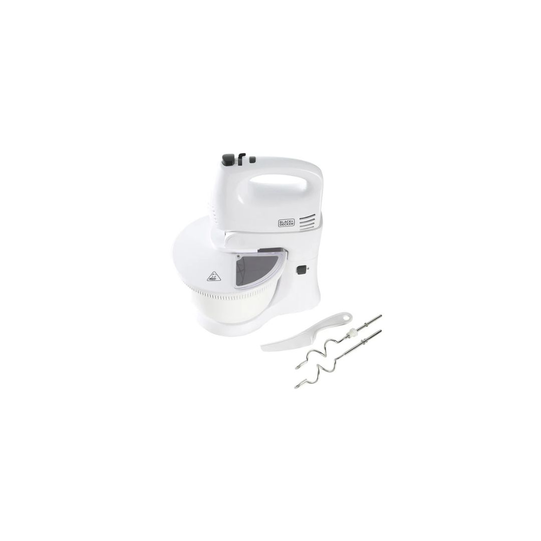Black+Decker Sbattitore Mixer con Ciotola Rotante 300 W – 5 Velocità + Funzione Turbo, Fruste in Acciaio, Mixer da Cucina