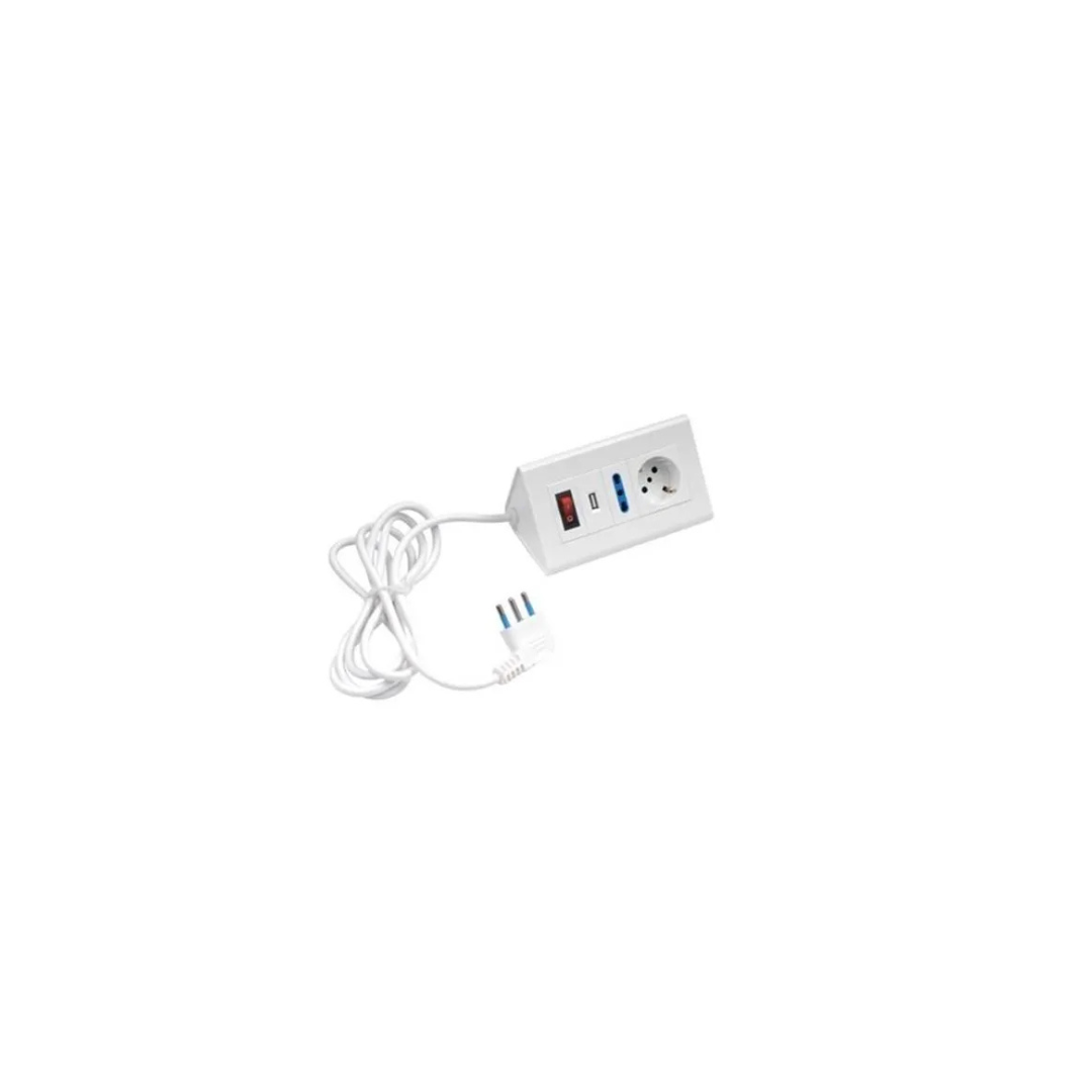 Multipresa da Tavolo ECOVA 30108 – 1 Presa Bipasso + 1 USB con Interruttore e Spina 16A