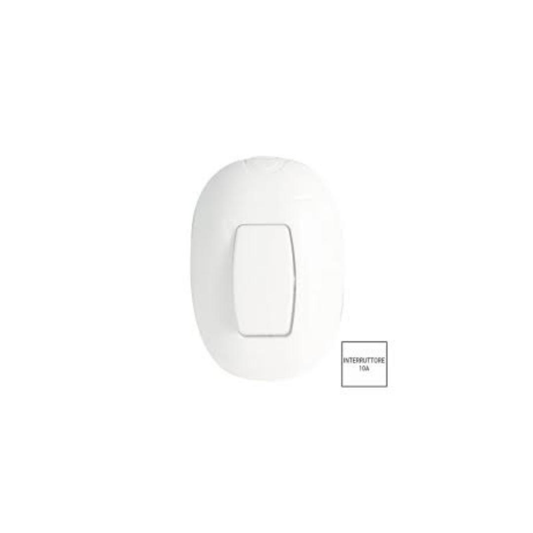 Interruttore Ovale Bianco da Parete 10A – Mod. 27550 Max8 per Comando Luce