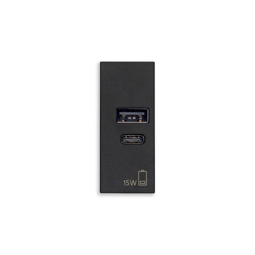 Alimentatore USB-C Vimar Linea 15W 5V Nero – Mod. 30292.AC15G