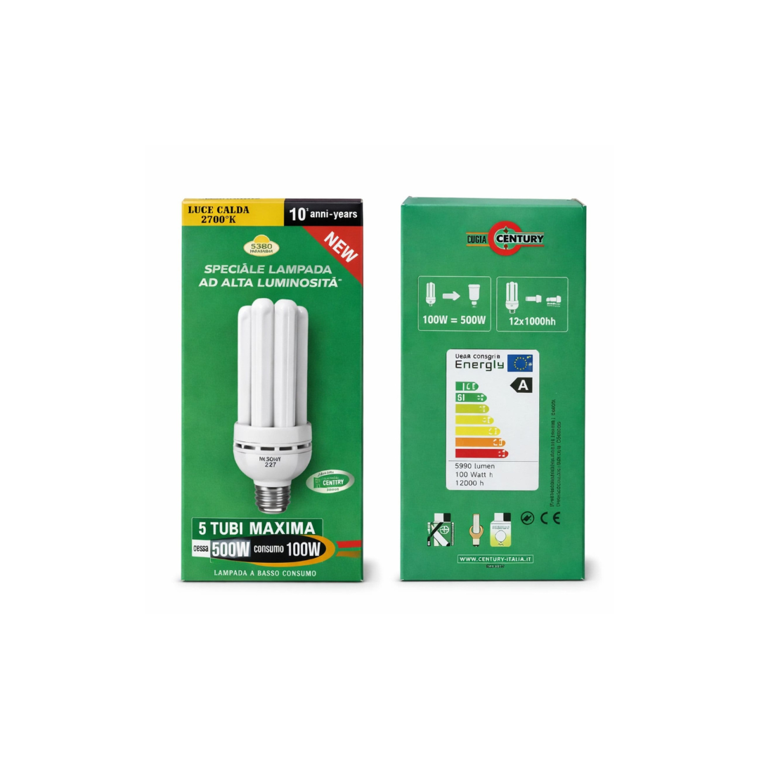 Lampada Basso Consumo Century Maxima 5 Tubi E40 100W 2700K