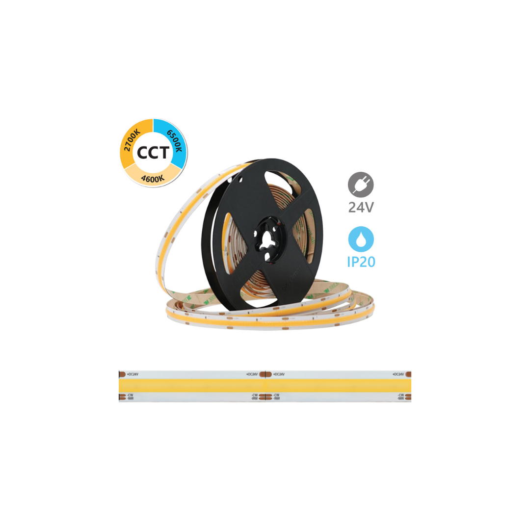 Striscia LED COB CCT 5 metri 24V 8+8W/m 2700K–6500K IP20 LSC24V-CCT Alcapower 927018
