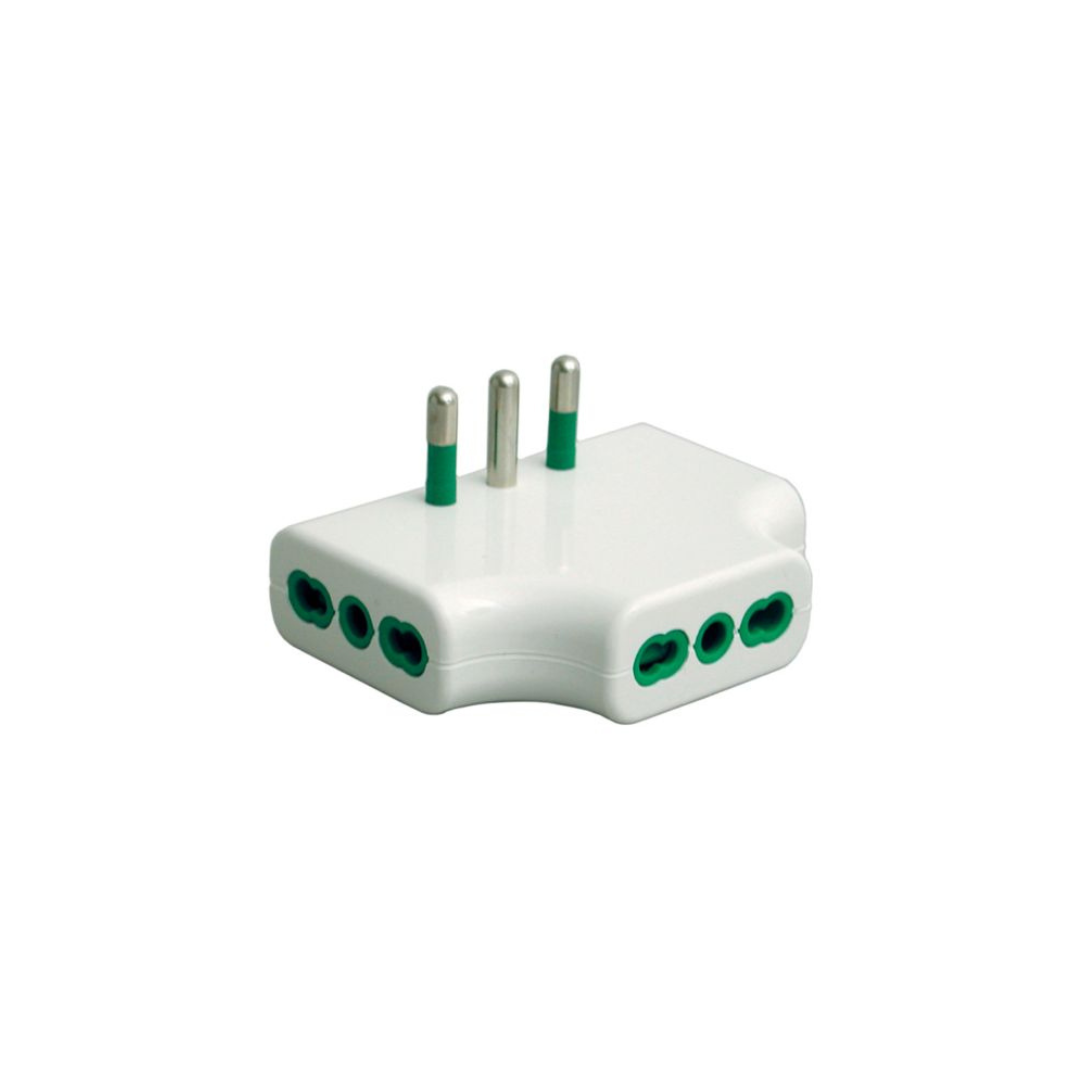 Fanton 82220 Adattatore Piatto S17 a 3 Prese P17/11 Bianco | Multipresa Compatta