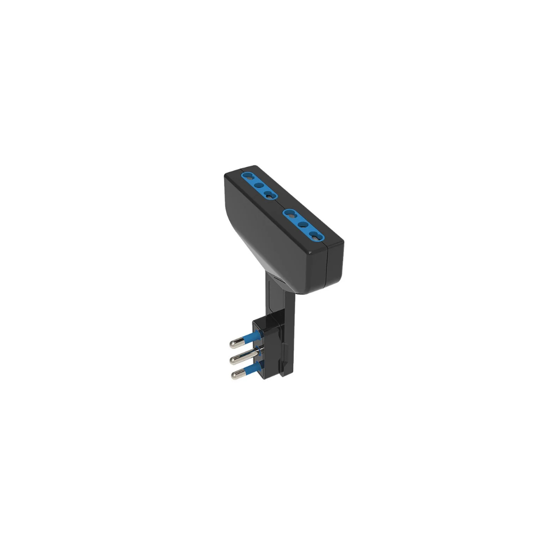 Adattatore Ultrapiatto ECOVA 33371 Spina 16A 2 Prese 10/16A Nero