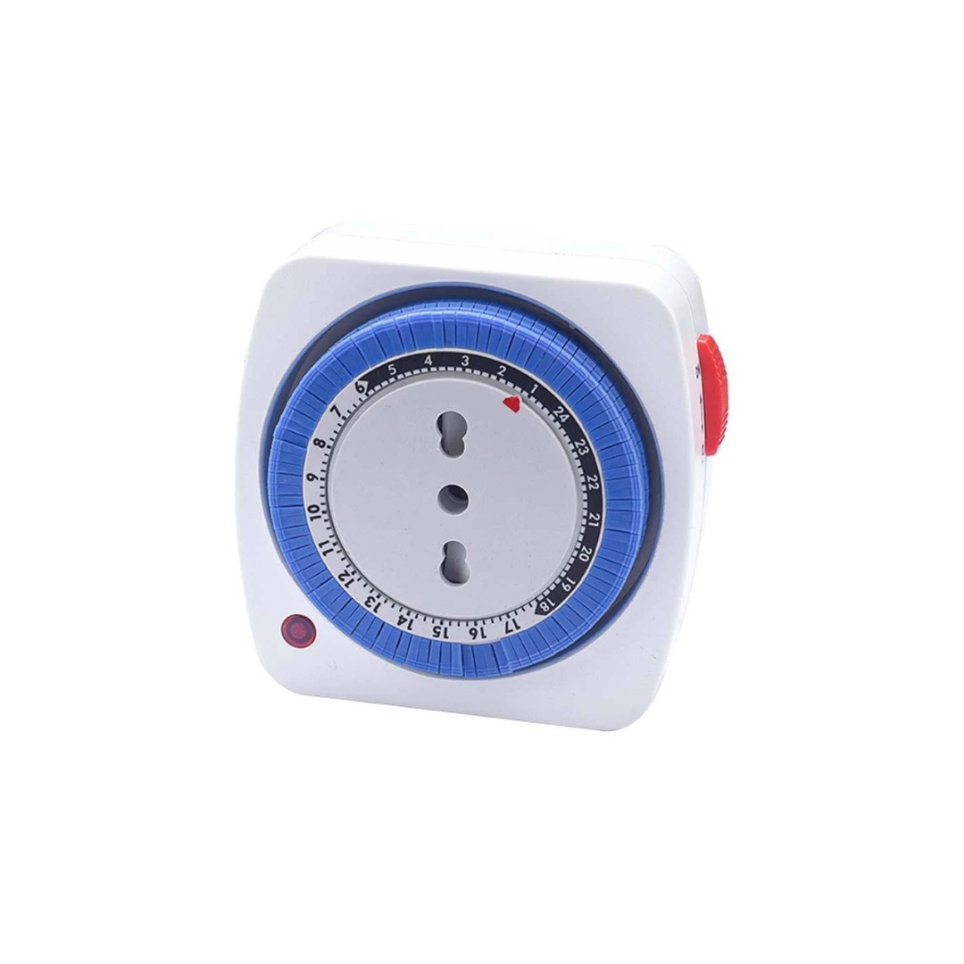 Timer Giornaliero Compatto 16A con Spina e Presa Bipasso | ECOVA 83098