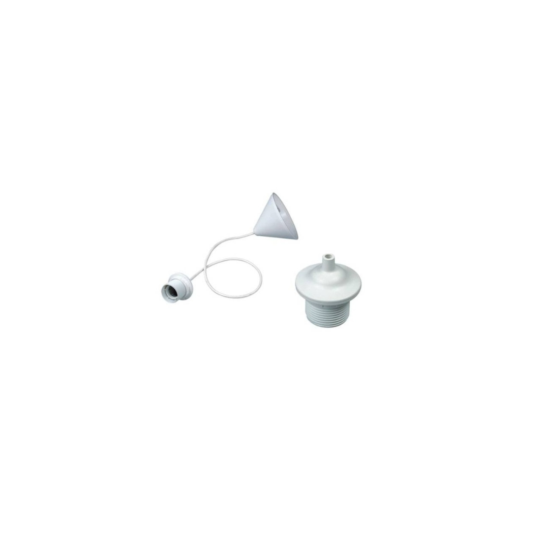 Pendel Bianco con Portalampada E27, Rosone e Cavo 80 cm 2x0,75 mm² – ECOVA 31535