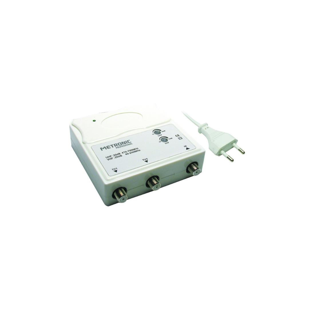 Amplificatore TV da interno 5G. 1ingresso/2 uscite - METRONIC PROFESSIONAL