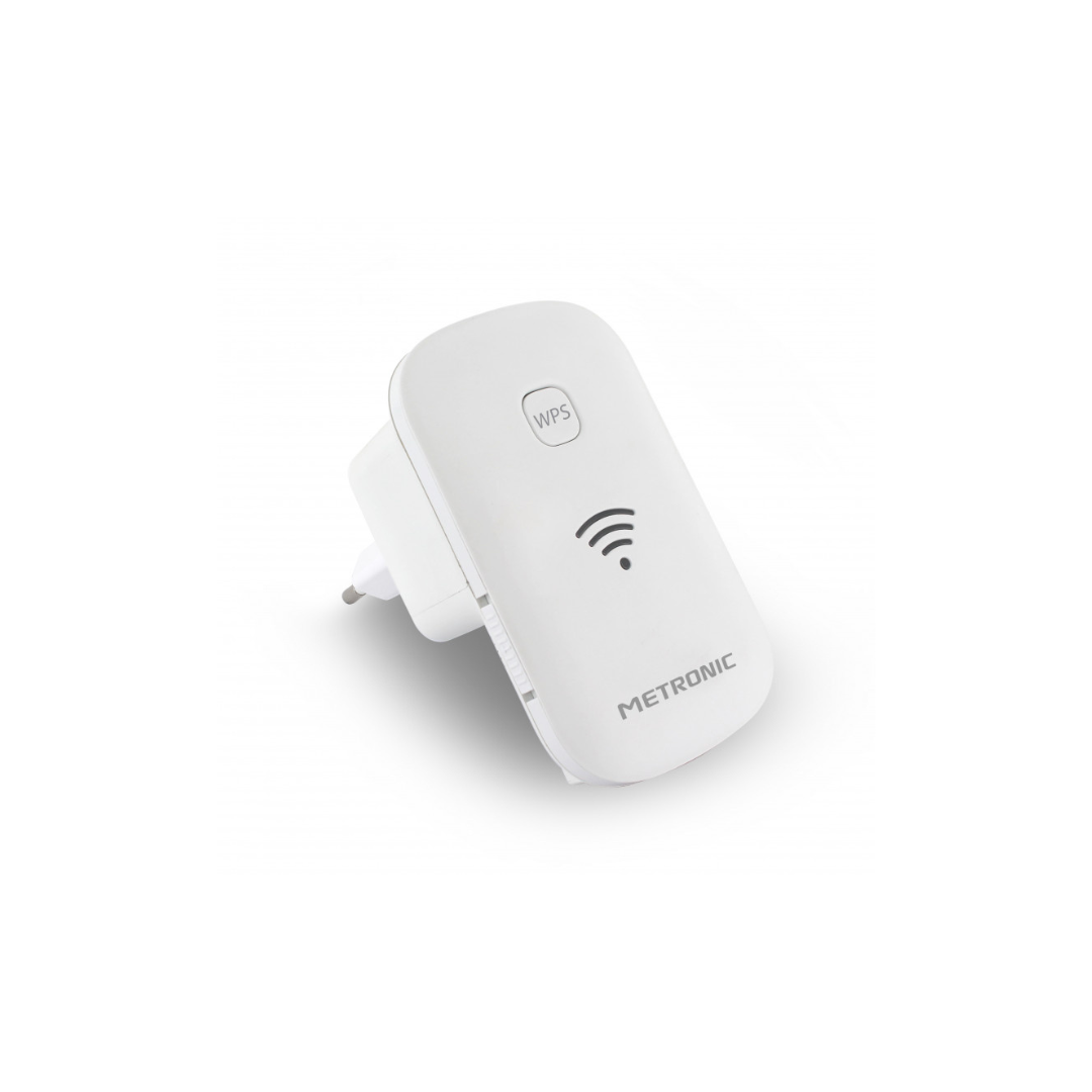 Metronic 495437 – Ripetitore Wi-Fi 300 Mbps con Tasto ON/OFF, 2 Porte RJ45, Modalità Repeater/Access Point