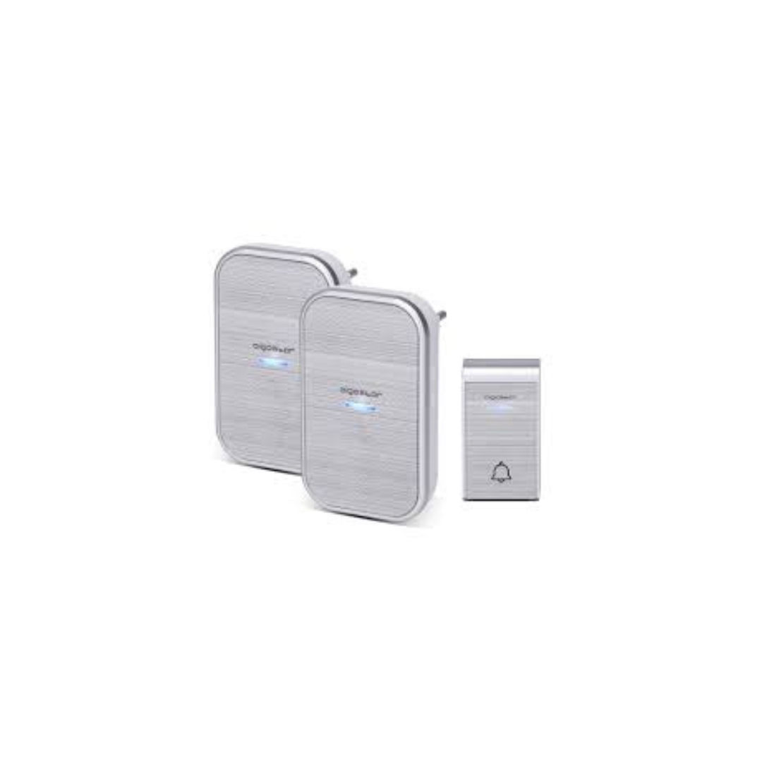 Campanello Senza Fili Aigostar da Esterno con 1 Pulsante e 2 Riceventi – Wireless Bianco