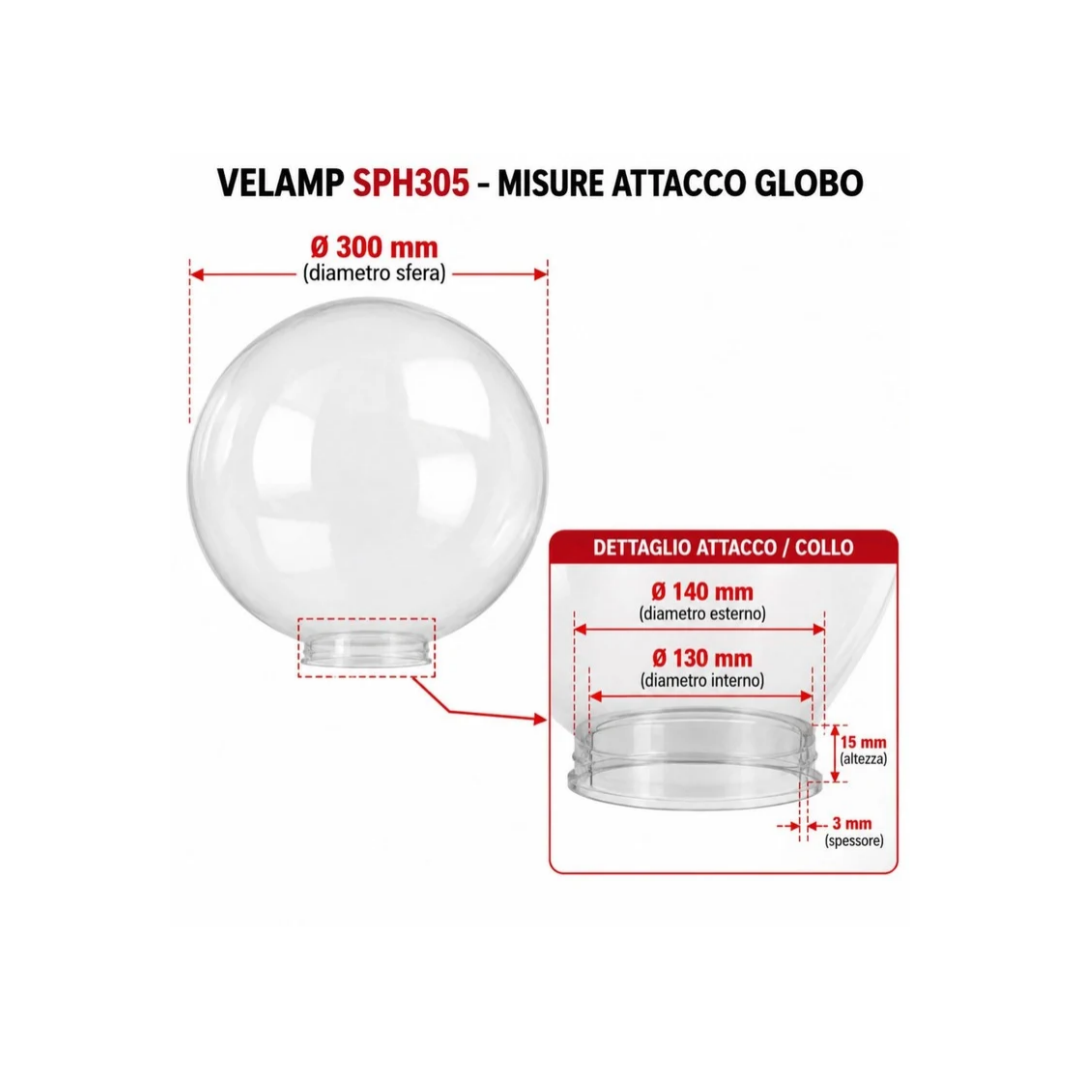 Lanterna Globo Opale Ø30 Velamp SPH300 – Lampada Sferica da Giardino Attacco E27