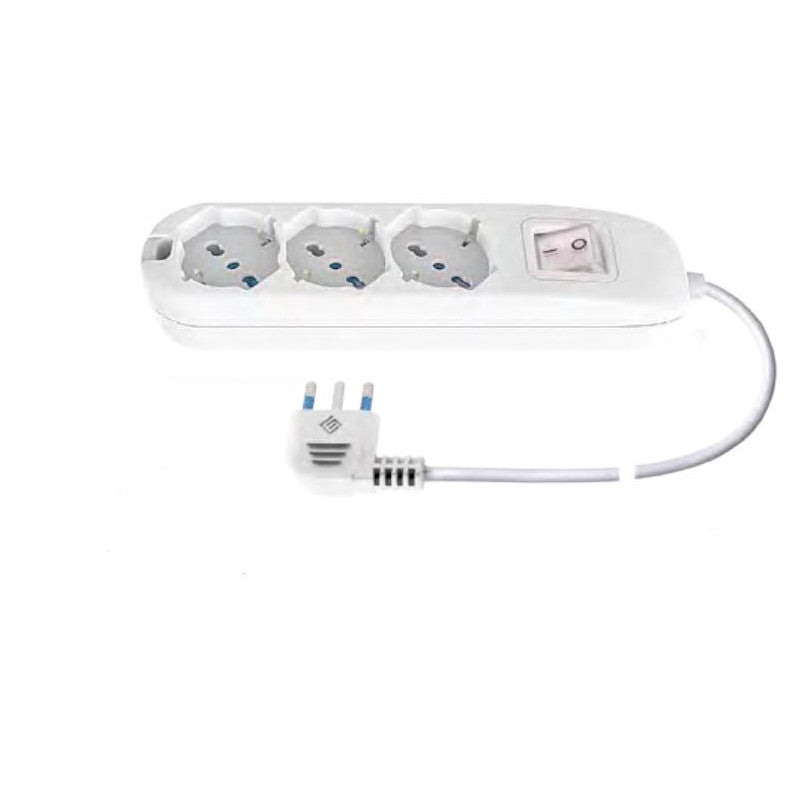 MULTIP 3 USCITE UNIVERSALI INTERR SPINA16A CAVO 1.5M 3500W IMQ BIANCA